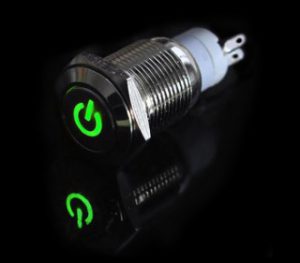 สวิชท์ ON-OFF Push Button LED 12V รู16mm. (LED สีเขียว)