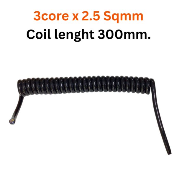 Spiral Cable 3core x 2.5 Sqmm Coil lenght 300mm. Extended 1M.